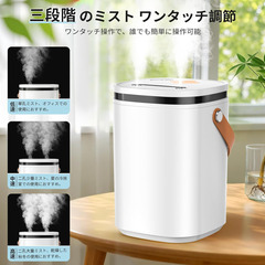 【新品未使用】Sinessy 加湿器 小型 2L 超音波式 卓上 アロマ対応 ダブルミスト 静音 空焚き防止 3段階ミスト 7色LEDライト ホワイトの画像