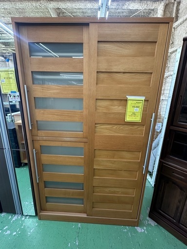 【ドリーム川西店御来店限定】☆ジモティー見たよ♪割引☆スライド2枚扉レンジボード／クリーニング済み【2125560000022201】