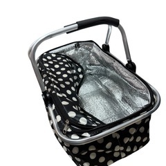 保冷バッグ ブラック ドット柄 独立型の画像