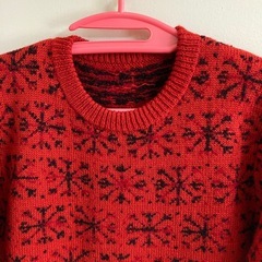 ハンドメイド　赤ニットワンピースの画像