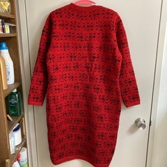 ハンドメイド　赤ニットワンピースの画像