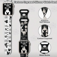 【新品】数量限定 Apple Watchバンド お城 ブラック＆ホワイトベージュの画像