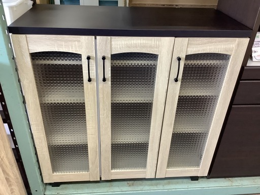 【リサイクルサービス八光】幅90㎝　YMワールド　ガラスキャビネット CRN-9090GD