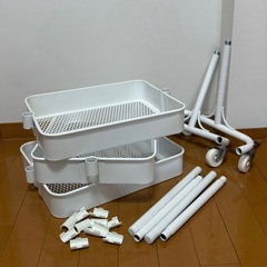 【譲渡予定者決定済】ニトリ　スチールワゴン トロリ　コンパクトタイプ　ホワイトの画像