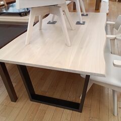 ★リユースのサカイつくば店★TK7309 ニトリ ダイニングテーブルセット ナチュラル H70×D90×W150 クリーニング済みの画像