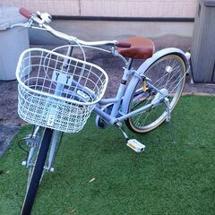 ジュニアサイクル　22インチ 子供用 自転車  パープル　薄紫の画像