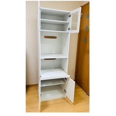 【値段相談可】キッチンボード（レンジ台付き・スリム・ホワイト）の画像