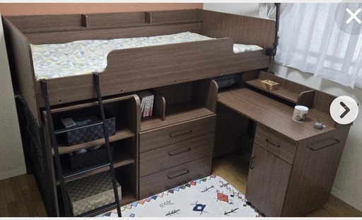 ニトリ　　システムベット　ロフトベッド　　ダークブラウン　茶色