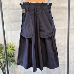 UNIQLO ベルテッドフレアミディスカート S ネイビー ハイウエスト 通勤の画像