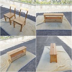 ダイニング4点セット  ・ニトリ製ダイニングテーブル ×1 ・ダイニングチェア ×2 ・ベンチ ×1の画像