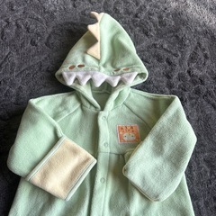 黄緑色の恐竜ロンパース　50〜70の画像