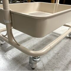 キッチンワゴン コンパクト 高さ3段とも高さ調整可 キャスター付き ベージュ スチールワゴン☆札幌市 白石店 の画像