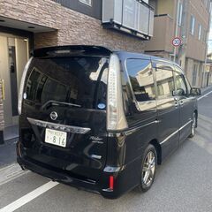 セレナライダー　Sハイブリッド　車検8年9月　乗って帰れます　両側パワスラ　アルパインフリップダウンモニター　ETC　バックカメラ　オーテックアルミホイール　エアロ付きの画像