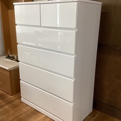 5段ホワイトチェスト【町田市再生家具】252374の画像