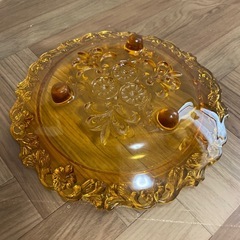 華やかガラス皿③ブラウン直径25㎝の画像