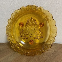 華やかガラス皿③ブラウン直径25㎝の画像