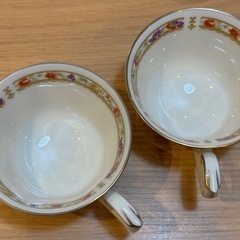 A7152【ノリタケ】アイボリーチャイナ カップ＆ソーサー 2客の画像