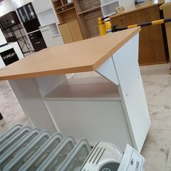 リユースのサカイ栃木店★ジモティ割あり★  キッチンワゴン ベージュ×ホワイト W90×D35～64.5×H68.5 クリーニング済み TC11592の画像