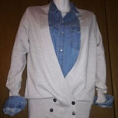 家で洗えるWOOLカーディガン　(グレー)の画像