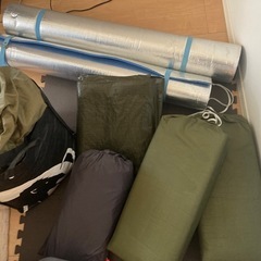 キャンプ用品　テントファクトリー　フォーシーズン　トンネル2ルームテント　オリーブ　お座敷・おこもりキャンプセット　CORONAストーブの画像