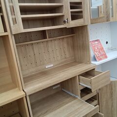 リユースのサカイ栃木店★ジモティ割あり★ ベガコーポレーション 食器棚 ベージュ W90×D42×H183 クリーニング済み TC11595の画像