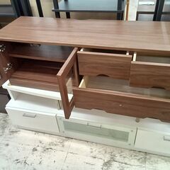 リユースのサカイ栃木店★ジモティ割あり★  TV台 ブラウン W119.2×D38×H40 クリーニング済み TC11596の画像