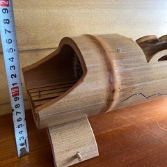 竹細工華台富士山絵柄　生花などに自作品の画像