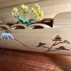 竹細工華台富士山絵柄　生花などに自作品の画像