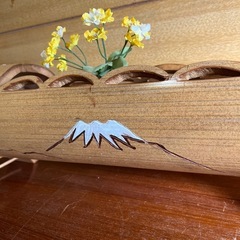竹細工華台富士山絵柄　生花などに自作品の画像