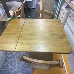 【リサイクルサービス八光】幅72-100㎝　バタフライテーブル　2人掛けダイニングセットの画像