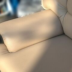 【自社配送は札幌市内限定】3人掛ソファ 合皮 幅195cm ベージュ 中古【藻岩倉庫保管品】の画像