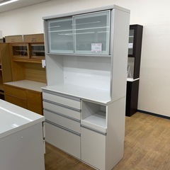1116-015 ★リユースのサカイ幸手店★　古賀家具 食器棚 白※上段右背板割れ有¥27,500(税込)【備考】W120×D49X H 199 1116-015 ☆リユースのサカイ幸手店☆ 古賀家具 食器棚 白※上段