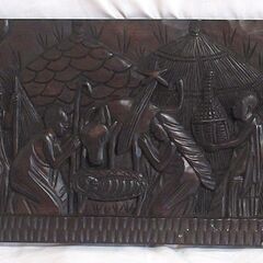 クリスマス飾り「馬小屋」（アフリカ版）　木彫りの壁掛け　インテリア　美品の画像