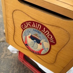 スヌーピー　木製収納ベンチ　ウッドベンチ　kosuga baby mate 椅子 小物入れ イス 昭和レトロの画像