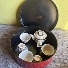 九谷焼　急須と湯呑み5個ケース入りセットの画像
