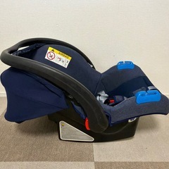 西松屋 マムズキャリー チャイルドシート ブライトデニムプラス 新生児〜 幌付きの画像