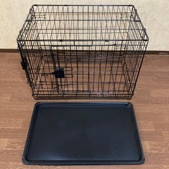 【美品】ペットケージ　ダブルドア　トレー付き　折り畳み式の画像