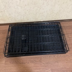 【美品】ペットケージ　ダブルドア　トレー付き　折り畳み式の画像
