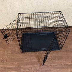 【美品】ペットケージ　ダブルドア　トレー付き　折り畳み式の画像