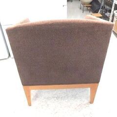 ①ラウンジソファ 幅69×奥行61×高さ83.5cm ファブリック×木 ブラウン ラウンジチェア 一人掛けチェア 椅子 いす イス 札幌市 北区 屯田の画像