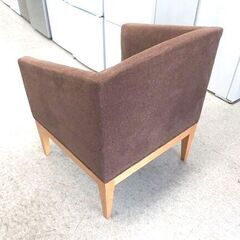①ラウンジソファ 幅69×奥行61×高さ83.5cm ファブリック×木 ブラウン ラウンジチェア 一人掛けチェア 椅子 いす イス 札幌市 北区 屯田の画像