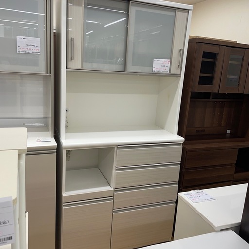 1116-019 ★リユースのサカイ幸手店★　ニトリ　NITORI食器棚ポスティア・※小キズ多数おちない焼け有【備考】¥19,800(税込)W100×D50×H202