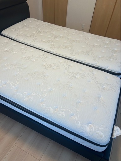 直接引取または記載エリア配送/ニトリNスリープクイーンサイズマットレス レザーベッドフレームセット