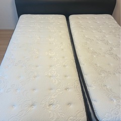 直接引取または記載エリア配送/ニトリNスリープクイーンサイズマットレス レザーベッドフレームセットの画像