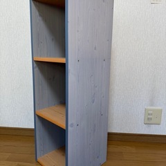 北欧風ブルー×木目の3段ラックの画像