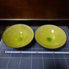 黄緑7.0鉢　2枚セット　日本製　和食器　おしゃれ　器　丼　やきものの画像