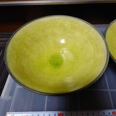 黄緑7.0鉢　2枚セット　日本製　和食器　おしゃれ　器　丼　やきものの画像