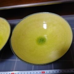 黄緑7.0鉢　2枚セット　日本製　和食器　おしゃれ　器　丼　やきものの画像