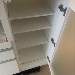 ニトリ　SP201 木製レンジボード　ホワイト　幅88 高さ101 食器棚の画像