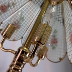 花柄 スタンドライト ガラスシェード アンティーク 25K 北TO3の画像